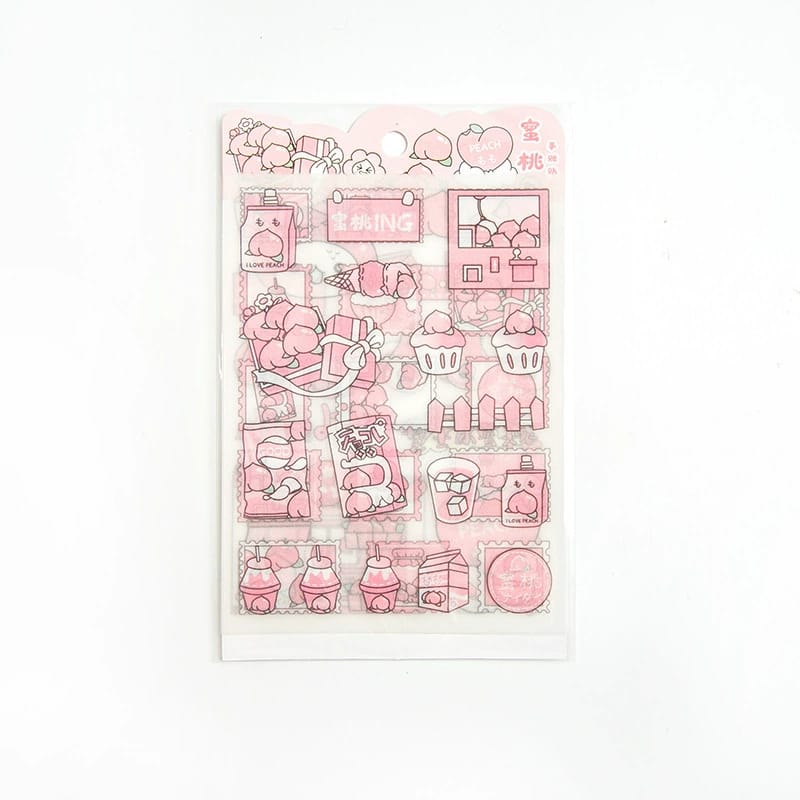 [ORGM] Sticker Dekor Cantik Sticker Jurnal Set Pink 1 set 4 Lembar Cantik Dasar Sand Glitter