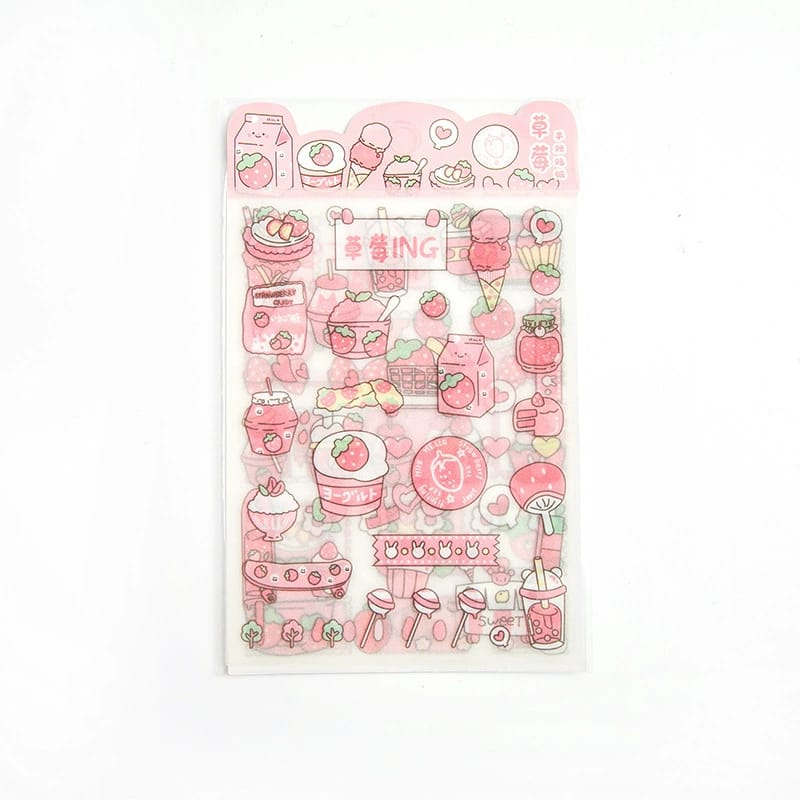 [ORGM] Sticker Dekor Cantik Sticker Jurnal Set Pink 1 set 4 Lembar Cantik Dasar Sand Glitter