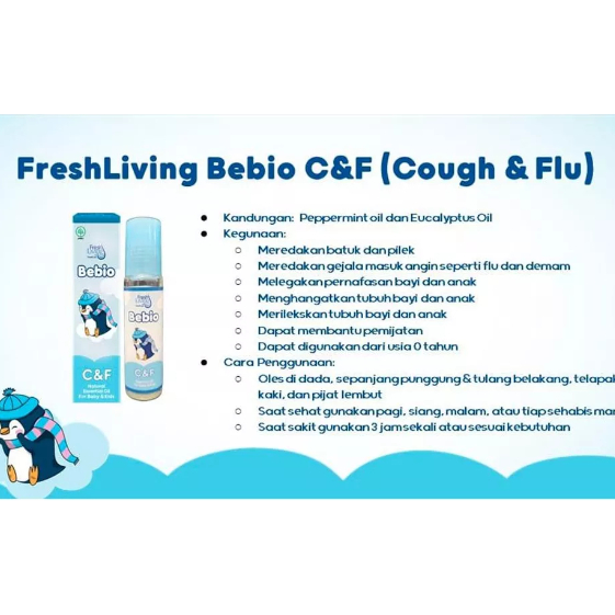 FreshLiving Bebio By Fresh Care Essential Oil 9ml - Flu Pilek Batuk Gatal Perut Kembung Bayi Anak