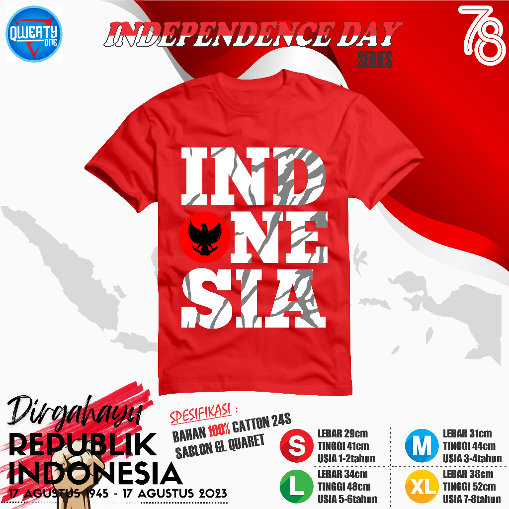 Kaos Anak Distro Edisi Kemerdekaan 1-8 Tahun