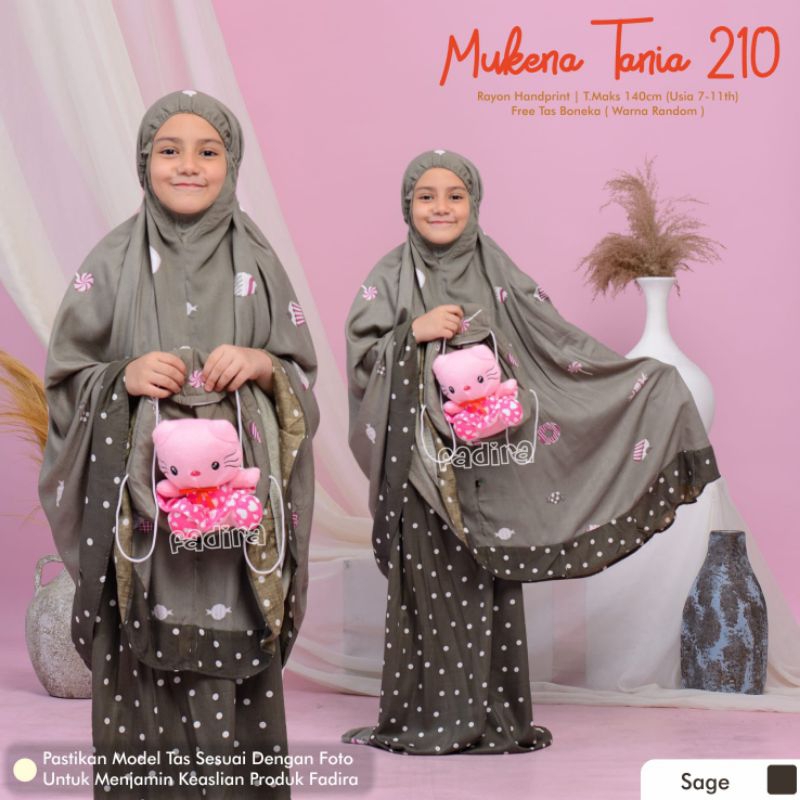 Mukena tania 210 by fadira / mukena anak / mukena motif anak / mukena polkadot anak free tas boneka