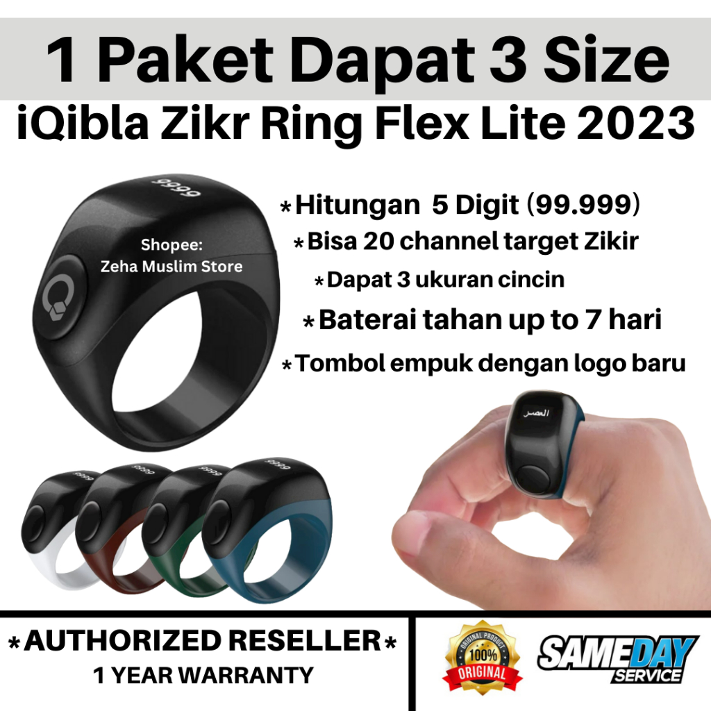 Cincin Tasbih iQibla Zikr Ring Flex Lite 2023 Bisa 3 Ukuran