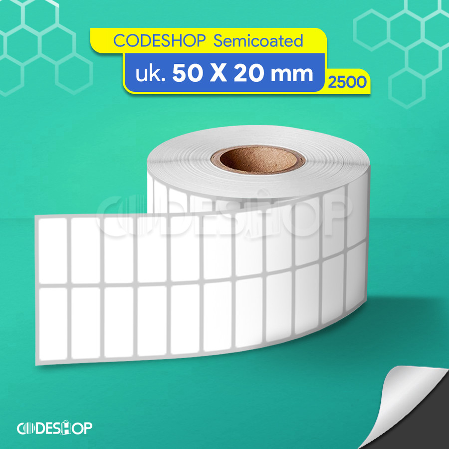 

Stiker Label Semicoat 50 x 20 / 50x20 mm / 50x20mm / 5x2 cm 2500 PCS 2 Line