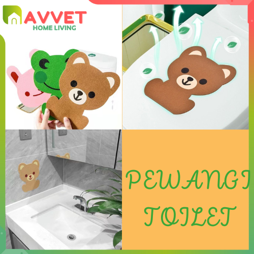 AVVET Stiker Tempel Pewangi Aroma Stiker Pewangi Toilet Karakter Beruang Kelinci Kodok Lucu Ruangan Stiker Parfum Laci WC Stiker Pewangi Kamar Mandi Lucu Tahan Air