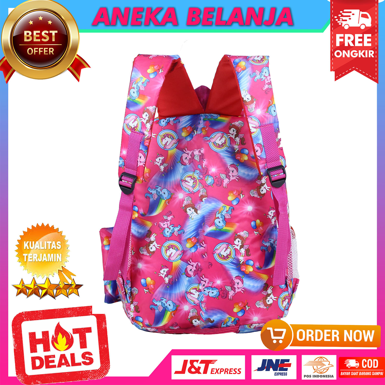 Tas Anak Sekolah Perempuan Kuda Pony Impor Free Raincover Ransel Anak Cewek Motif Kuda Pony Pink Tas Anak Sekolah SD SMP Murah Trendy Kekinian Backpack Korean Style Ngaji Les TPA TPQ Piknik Bahan impor Tebal Kuat Awet Premium