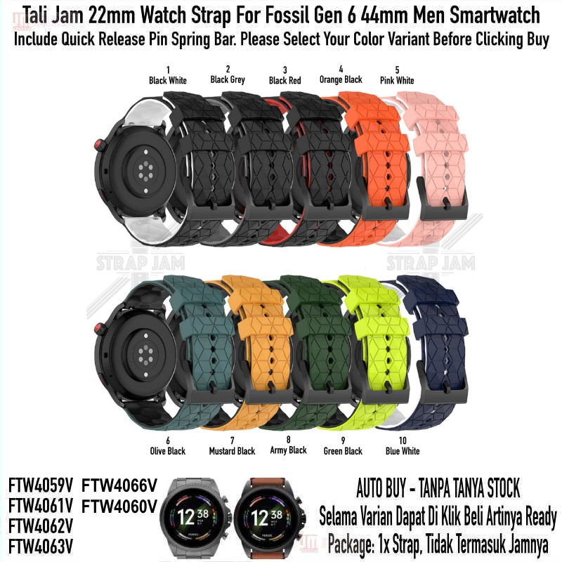 ZQT Strap 22mm F0ssil Gen 6 44mm Men Smartwatch - Tali Jam Tangan Silikon Rubber Quick Release