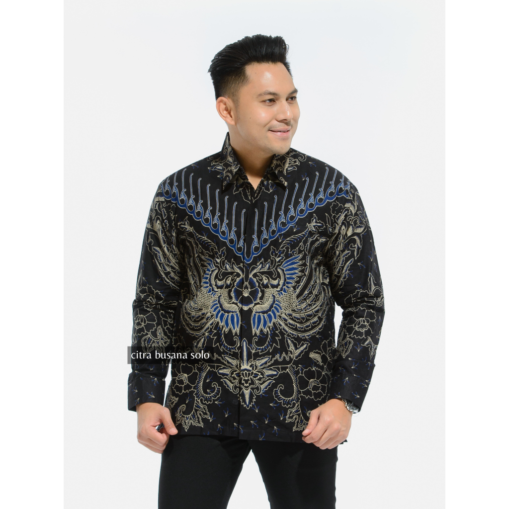 CENDONO BIRU Kemeja Batik Pria Full Furing Bahan Katun Primisima