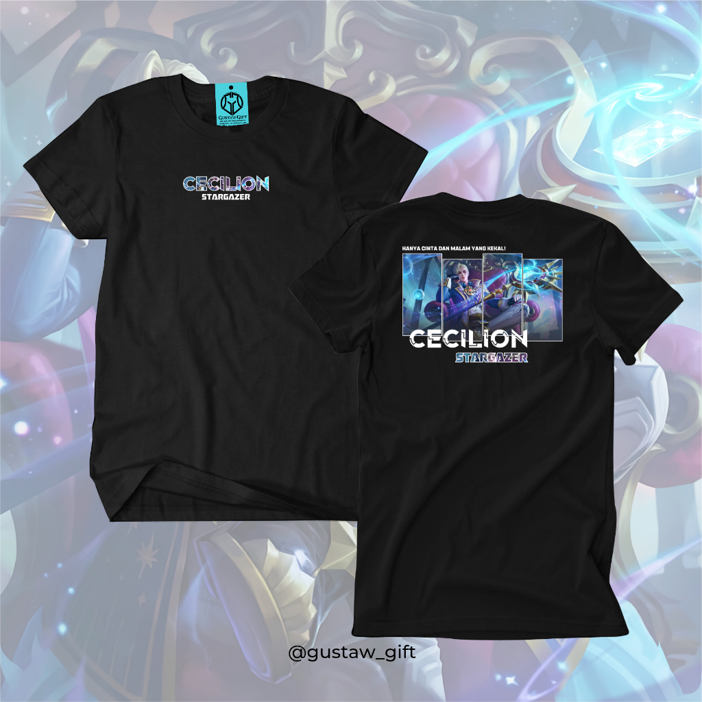 GG T-Shirt CECILION Starlight skin Stargazer Mobile Legends Kaos Custom Katun Slim-fitting