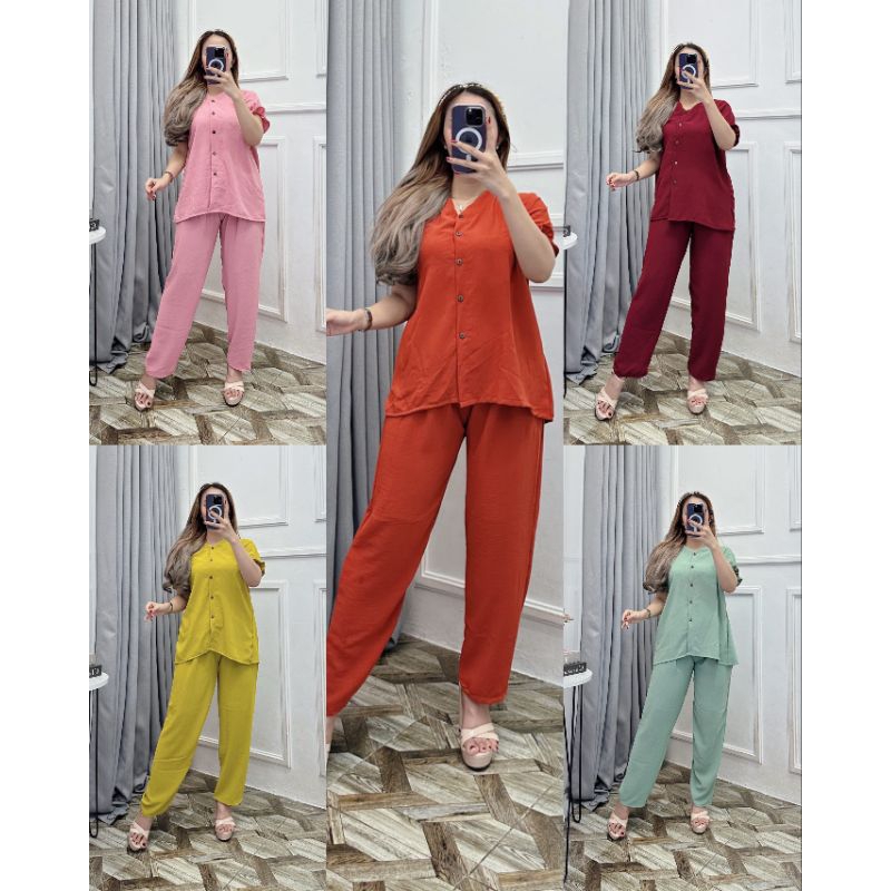 ONE SET KARINA CRINKLE MURAH SANTAI / STELAN WANITA KEKINIAN / ONE SET TERPOPULER / STELAN WANITA