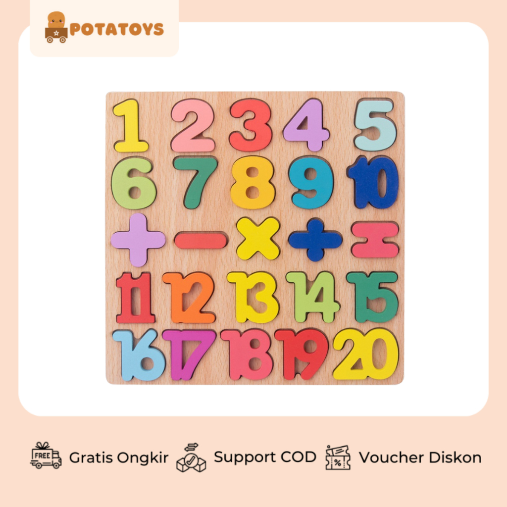 [ Potatoys ] Puzzle Alphabet / Puzzle ABC dan Number Murah Chunky Puzzle Anak Kayu 3D / Puzzle Huruf dan Angka Jigsaw Wooden Edukasi / Mainan Puzzle Edukasi