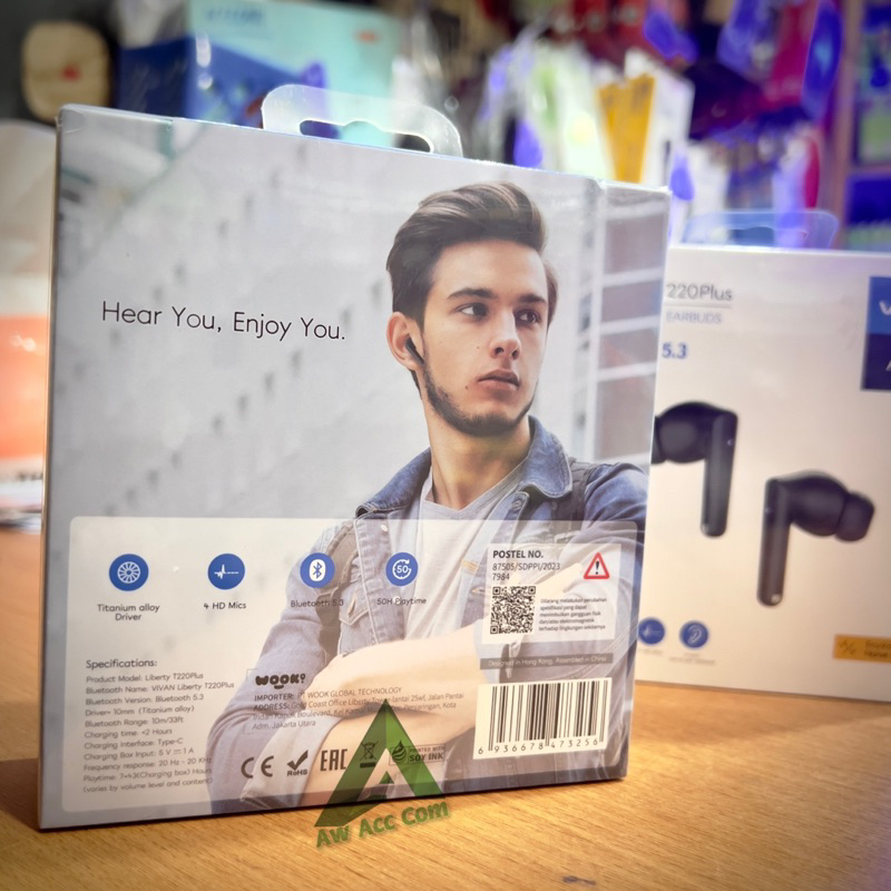 VIVAN T22O Headset Bluetooth Tws Smart Touch Earphone Wireless Waterproof IPX4 Original Vivan