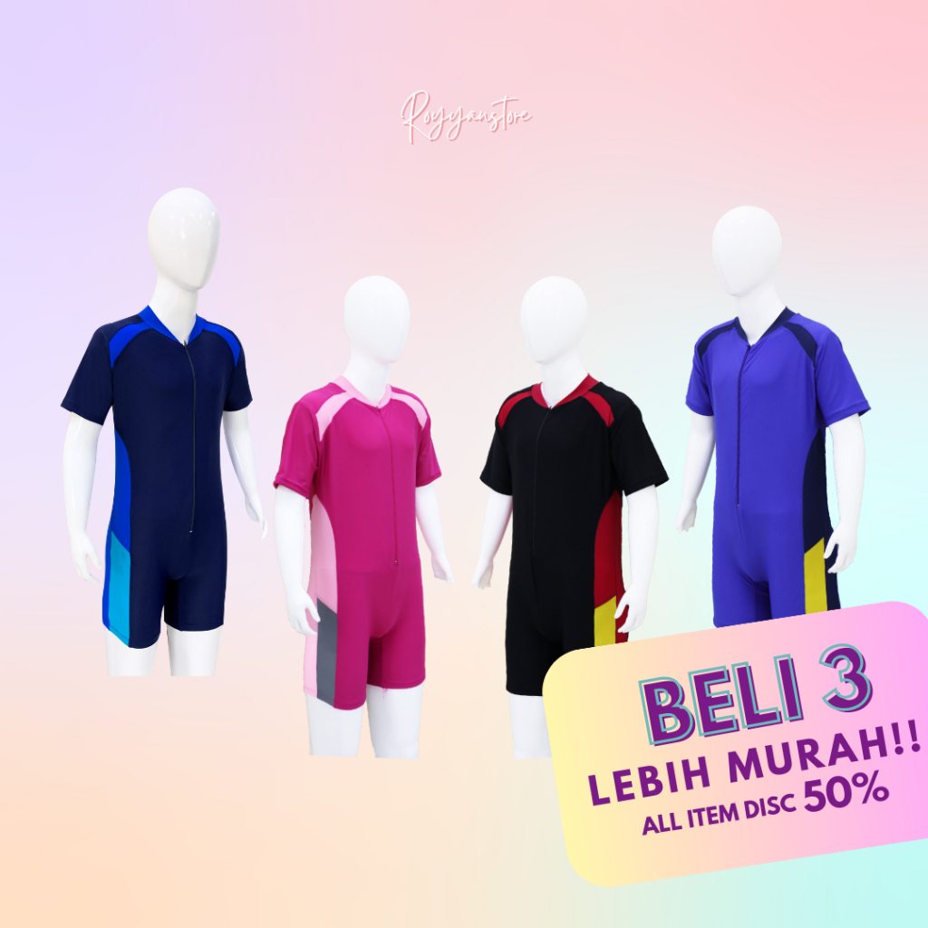 Baju Renang Anak Laki-Laki dan Perempuan Diving Polos Pendek 7-12 Tahun Terbaru