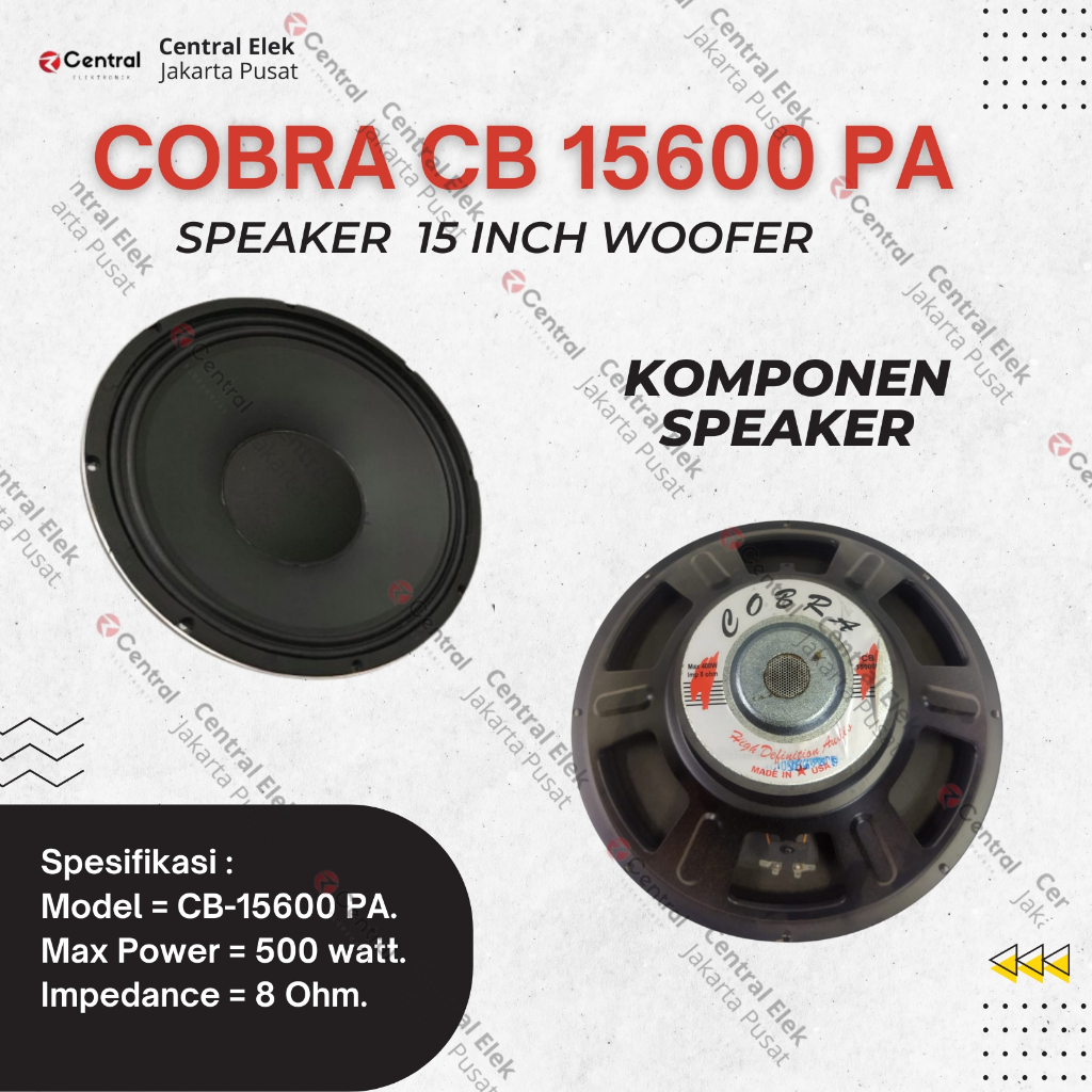 Speaker komponen cobra cb 15600pa cb15600pa cb 15600 pa woofer 15 inch