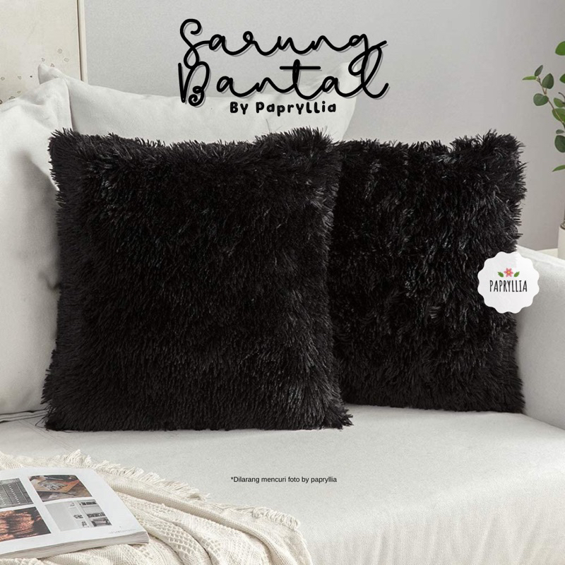 Krucils store - Paket 2pcs Sarung Bantal Sofa / Sarung Kursi Tamu Ukuran 50x50cm ( Hitam)