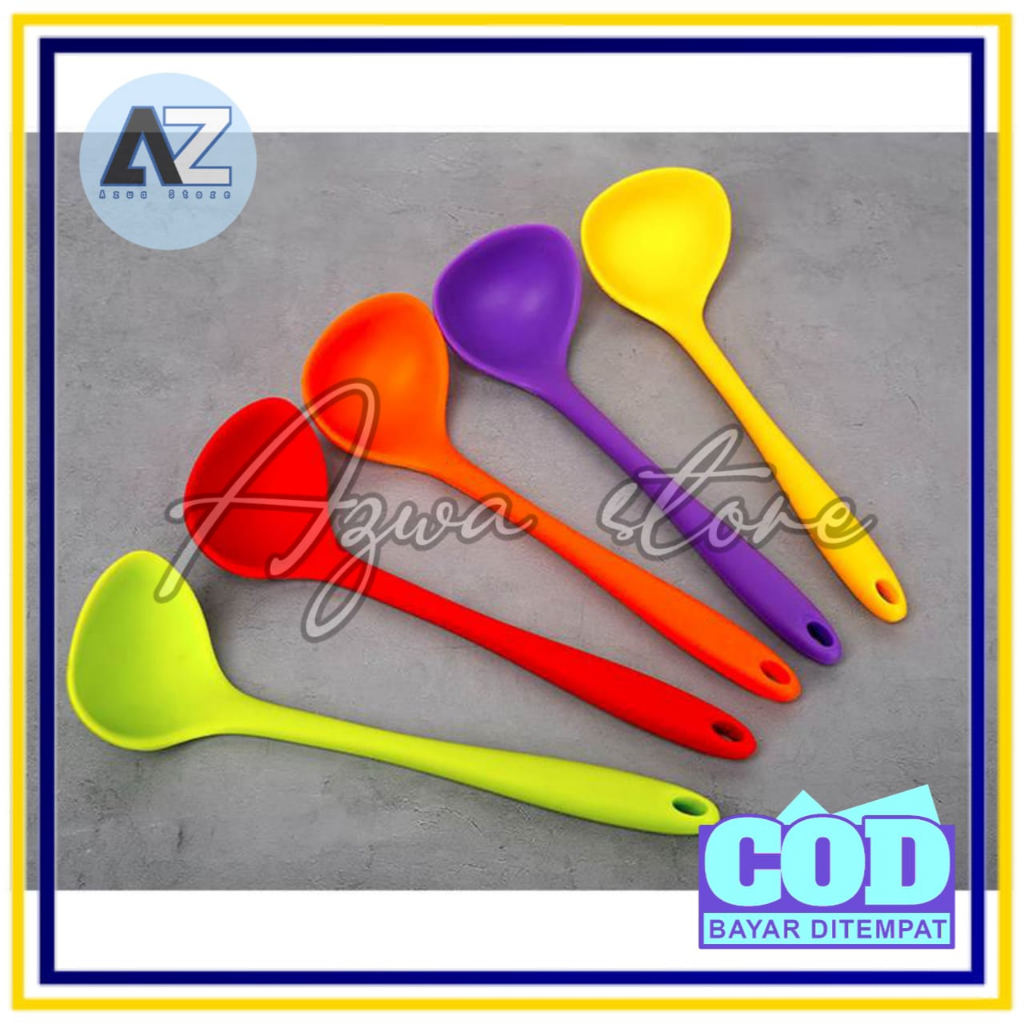 Centong Silikon Sendok Kuah Sop Sayur 28 cm Centong Masak Silicone Ladle Soup BPA Free - WARNA RANDOM
