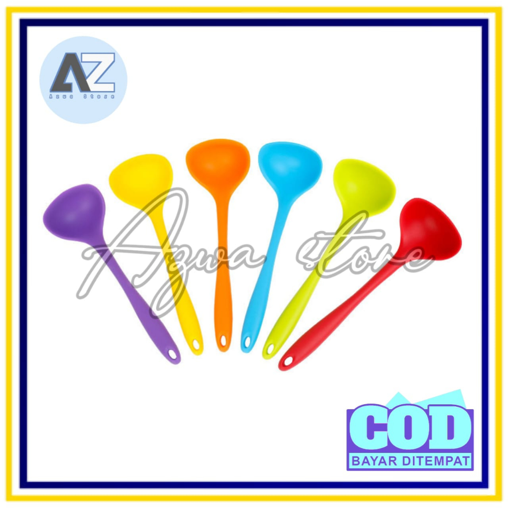 Centong Silikon Sendok Kuah Sop Sayur 28 cm Centong Masak Silicone Ladle Soup BPA Free - WARNA RANDOM