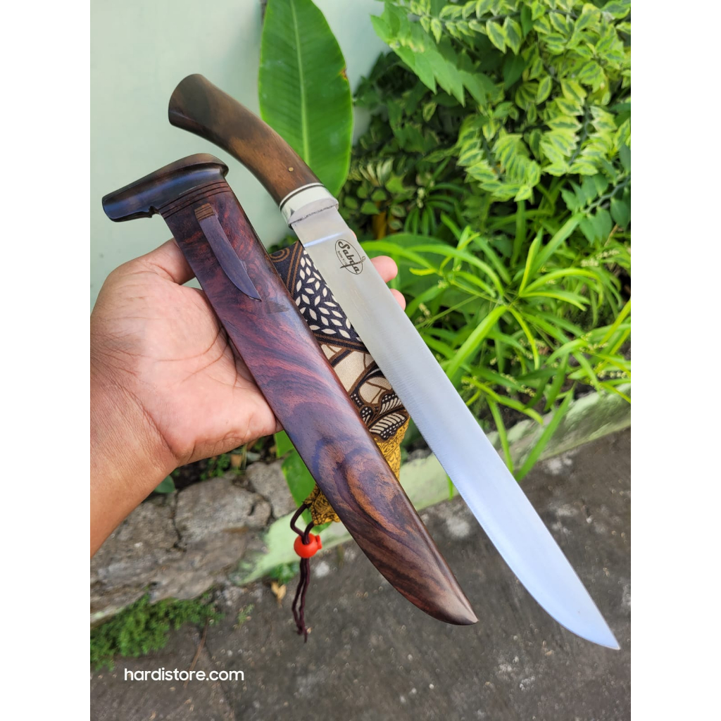 Pisau Sembelih 24,5 cm Baja Modern Bohler K110 Jerman Warangka Kayu Sonokeling Bonus Sarung Kain Bat