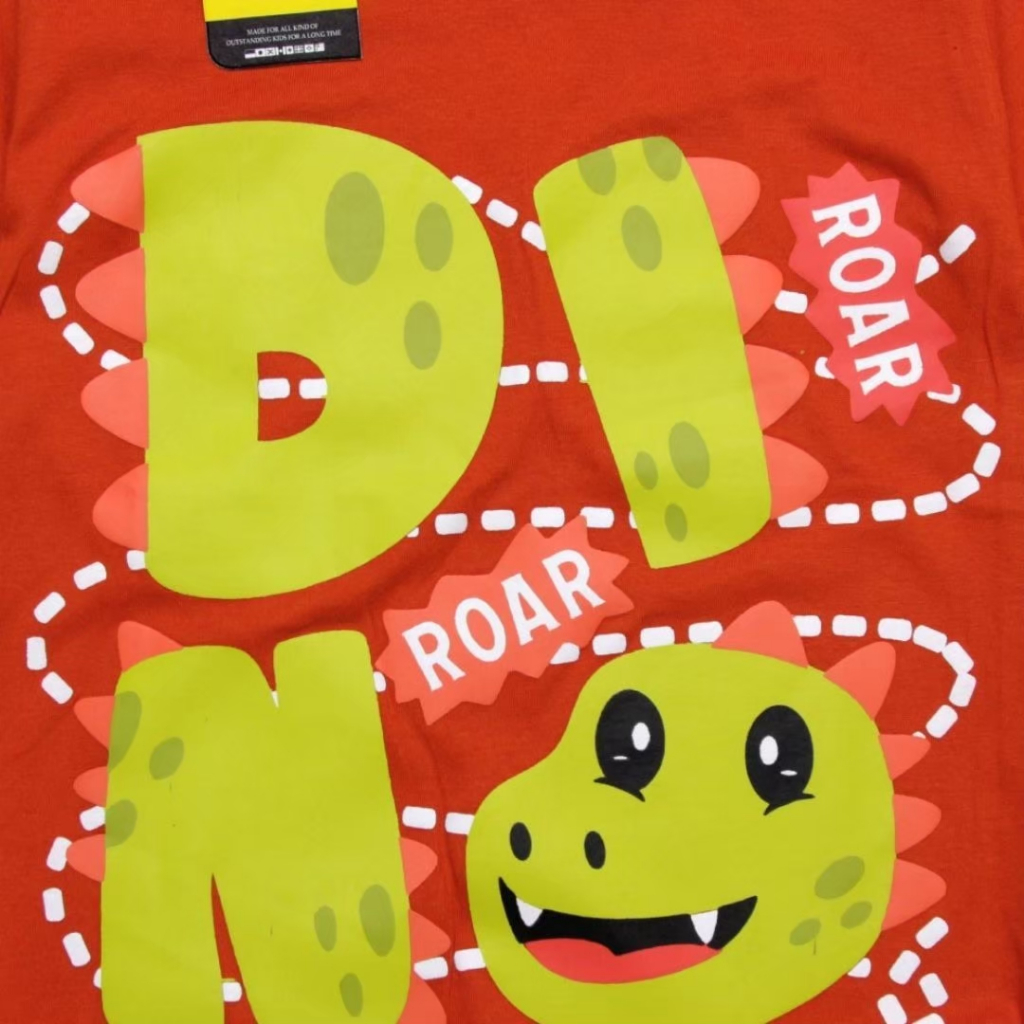 Baju Kaos Anak Laki laki Grosr Kaos Anak Cewek Karakter Kartun Bandung Motif animals DINOROAR CORAL Abadigrosir