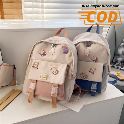 BA2311 Tas Ransel anak sekolah SD SMP SMA kartun pin ukuran besar Ransel Anak Ala Korea Style Import terlaris