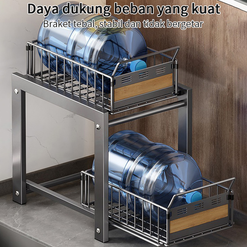 Rak Dapur Bawah Wastafel Rak Kabinet Lemari Dapur Keranjang Geser Laci Rak Tarik Rak