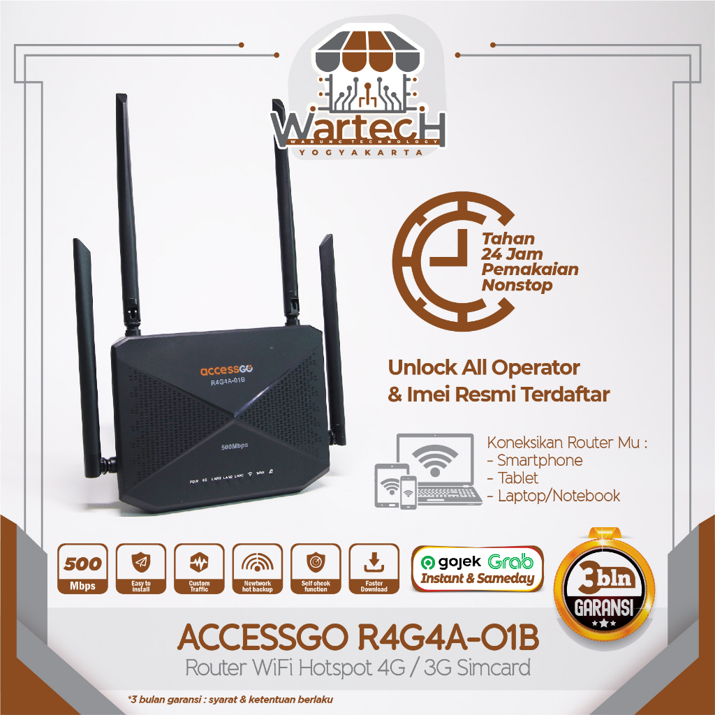 Router Wifi Sim Card  4G AccessGo R4G4A4-01B 500MBPS Garansi Resmi