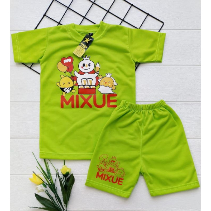 setelan kaos anak mixue