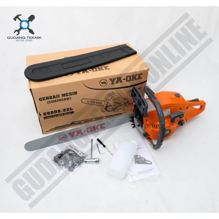 Mesin Gergaji Kayu Chainsaw Laser Tip 22&quot; 6800S YA OKE / Chain Saw Mesin Potong Kayu 3Hp 22 Inch 6800 YA OKE