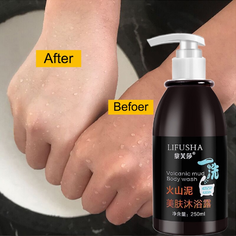 【Murah】Lifusha Body Wash / Sabun Pemutih Badan Instant / Sabun Lumpur Vulkanik 250ml - Whitening Volcanic Shower Gel - Sabun Badan / Whitening Body Wash / Volcanic Shower Bath / Bleaching Badan / Sabun Whitening Vulkanik