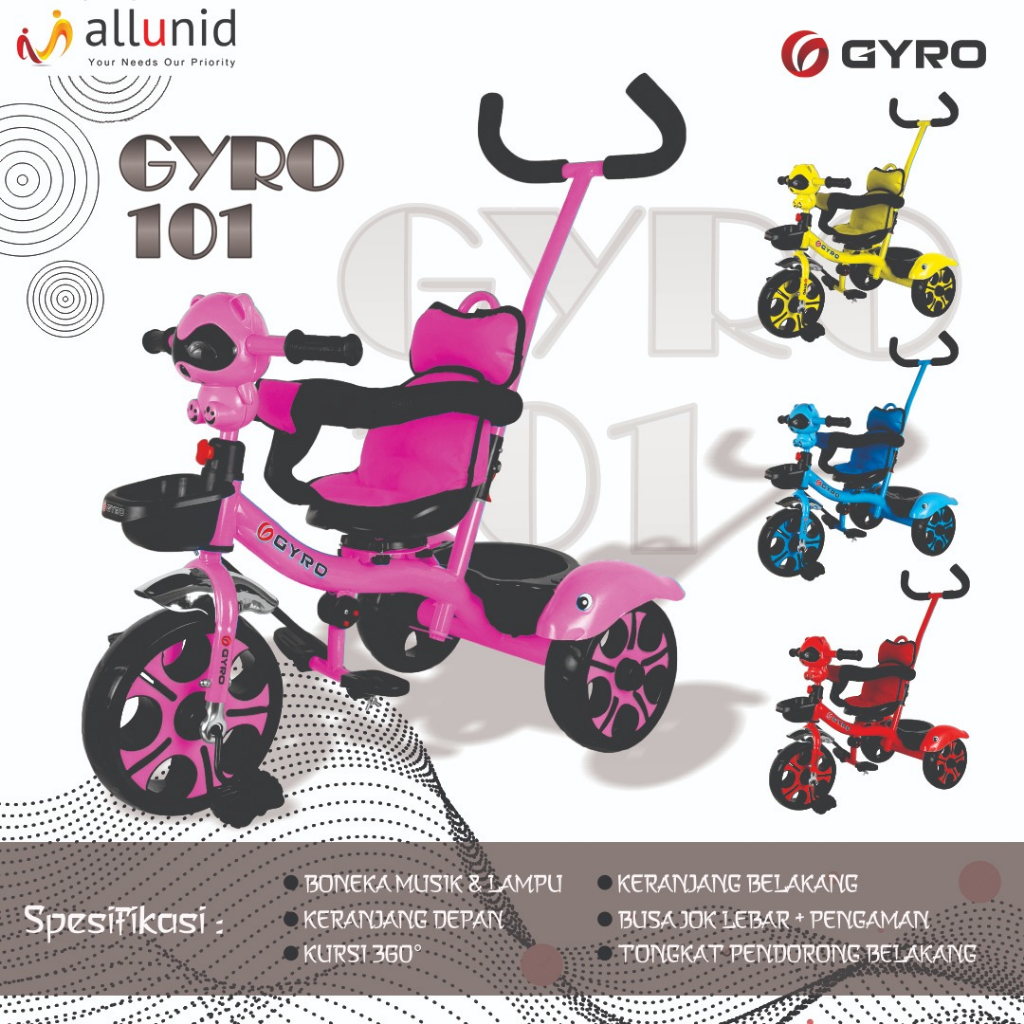 Mainan Sepeda Anak gyro GY 101 Sepedaan Roda Tiga Anak