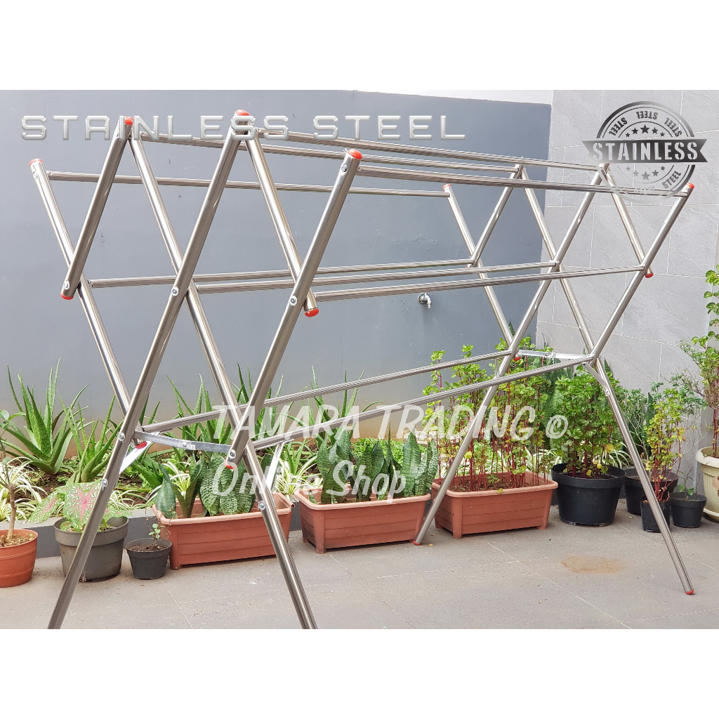 JEMURAN BAJU STAINLESS STEEL JUMBO 180 CM ANTI KARAT MINIMALIS DESIGN BINA KARYA