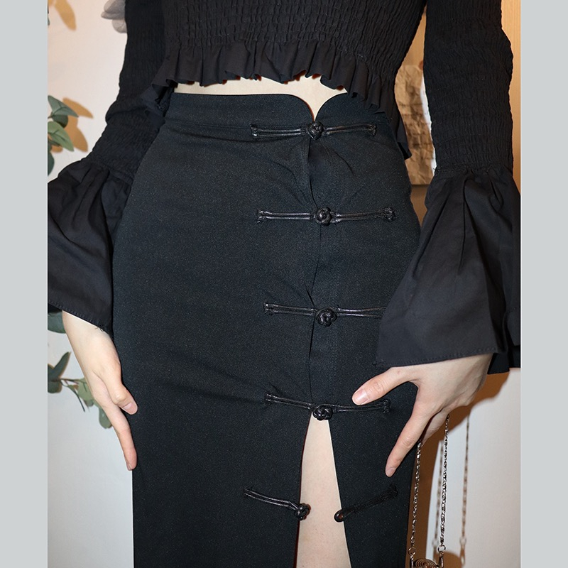 【AMY J】Long Pencil Skirts Women Black Office Lady Bodycon High Waist 7575