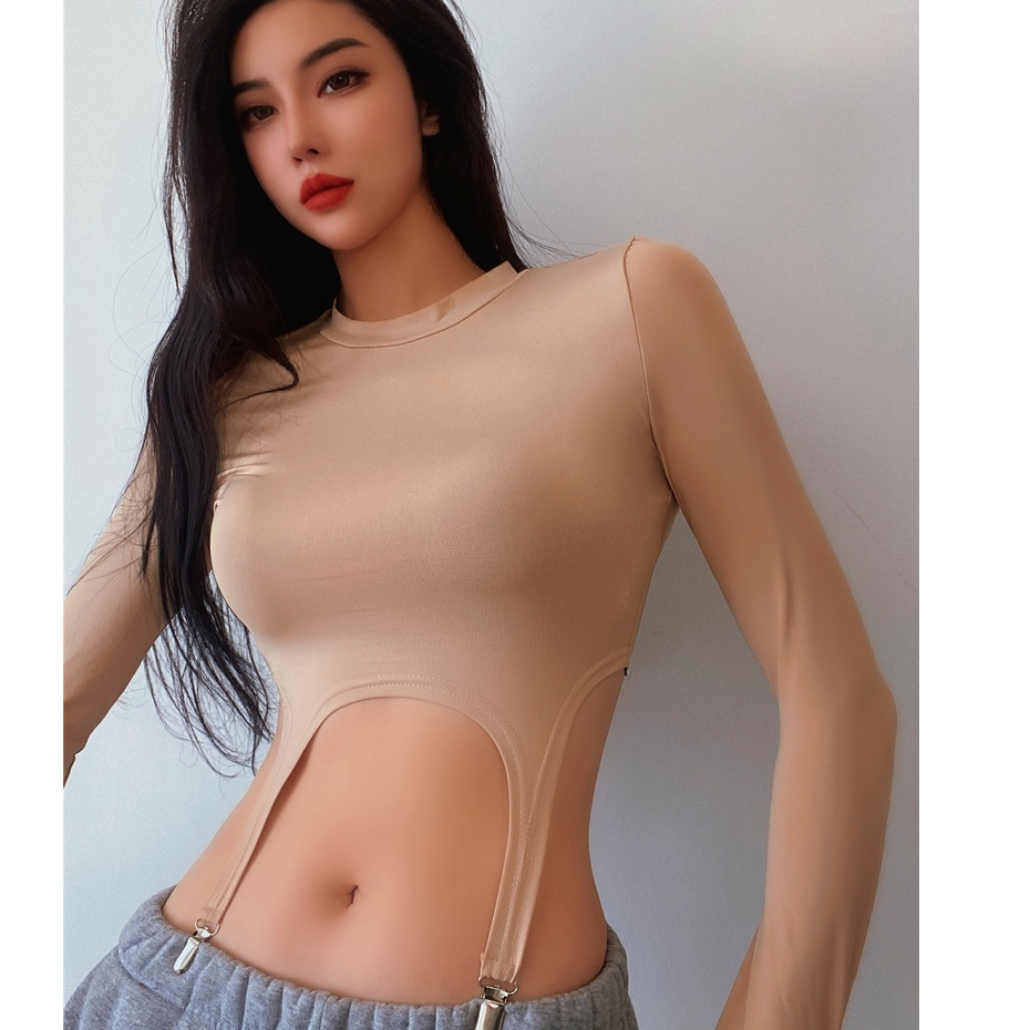 【AMY J】Original Design Long Sleeve Sports Crop Top /Seamless T-Shirt 7066