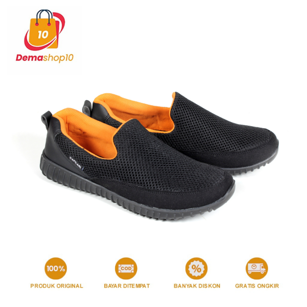 Capilari XAD 711 Sepatu Slip on Sintetis Hitam Casual Pria / sepatu pria sapatu tanpa tali hitam Sep