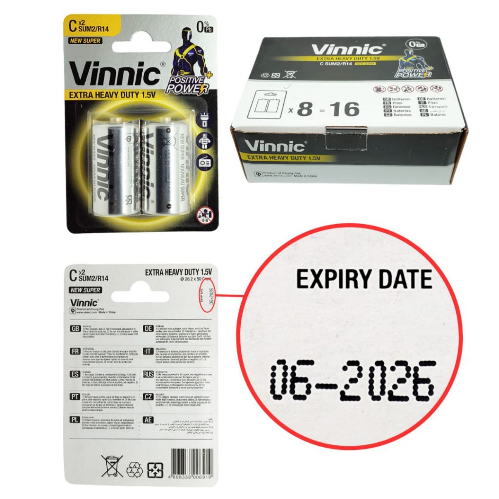 Baterai C Vinnic Original Battery Vinnic Size C Batrai besar vinnic ukuran tangung baterai type C 1,5 Volt