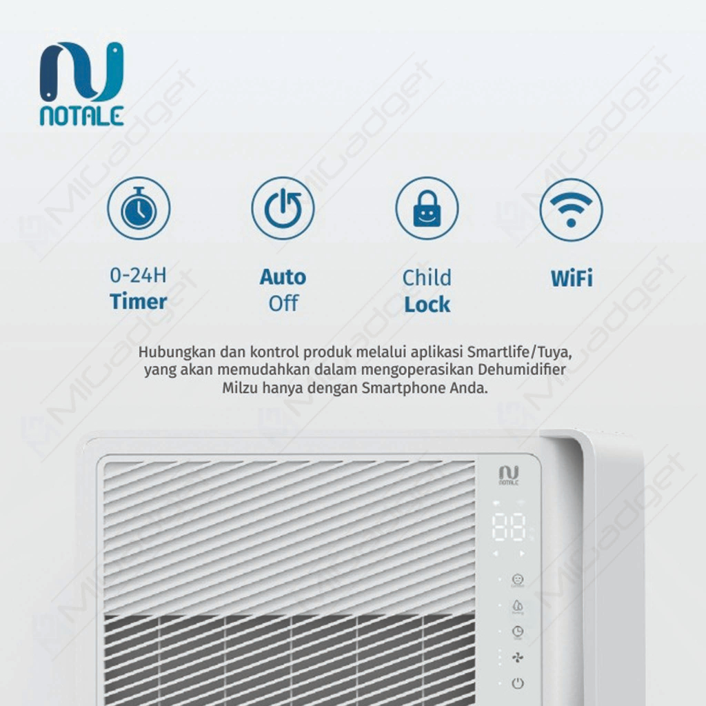 Notale Milzu Smart Dehumidifier 20L/Hari Fitur WiFi dan Perintah Suara