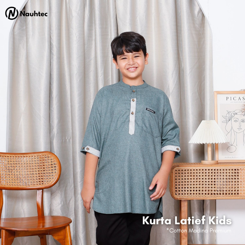 NauhTec Baju Koko Anak Kurta Latief  Kids Series Katun Madina Premium