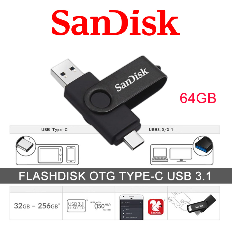 FLASHDISK OTG TYPE C USB 64GGB FLASH DRIVE ULTRA DUAL USB 3.1 flashdisk Ultra Dual Drive Go USB Type-C