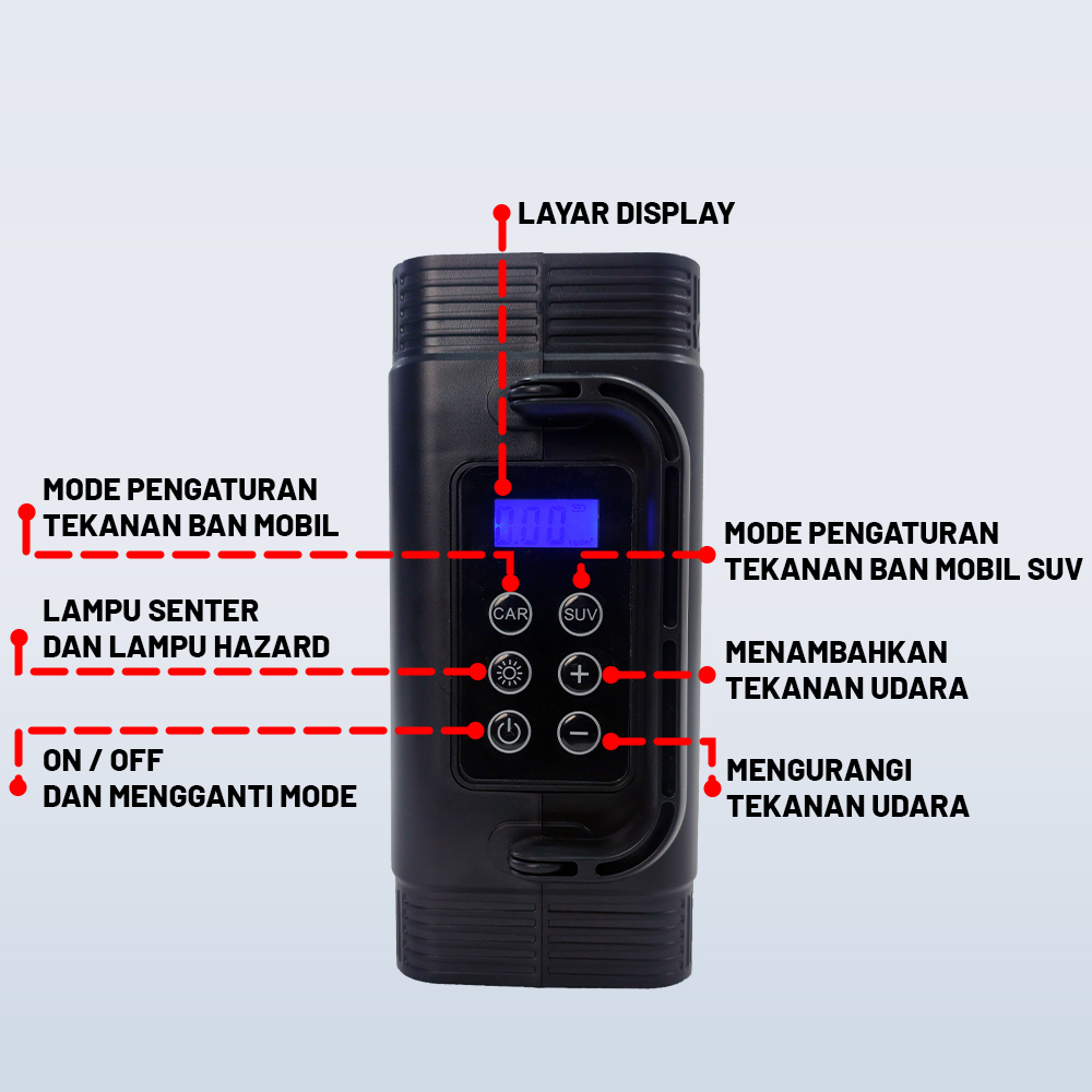 Pompa Angin Portable Pompa Ban Mobil Truk Motor Elektrik Cek Tekanan kompresor mini Angin Digital -  Worldhome