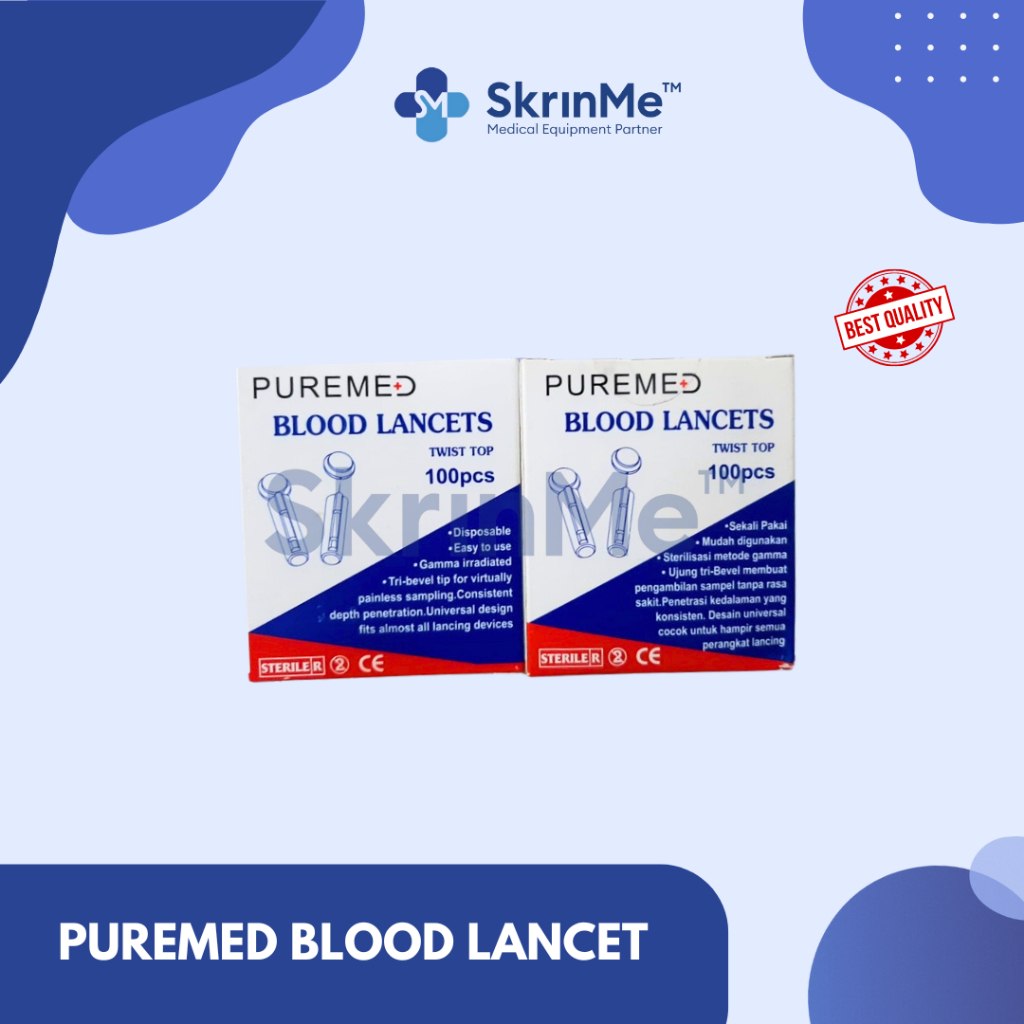 PUREMED - BLOOD LANCET Twist Top - Box of 100 Pcs - untuk sampel darah