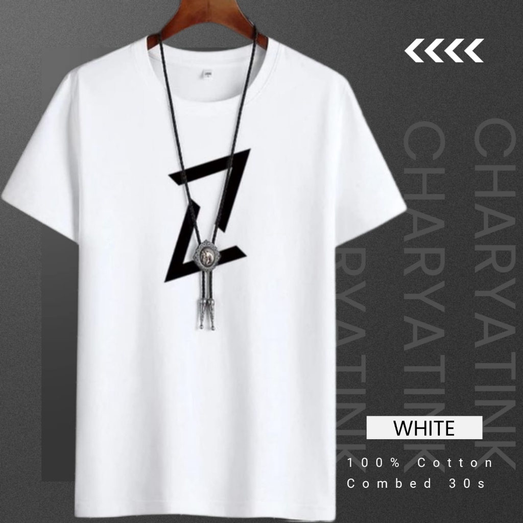 Charyatink - Kaos Pria Atasan Lengan Pendek Logo Bisa Unisex Oblong Distro Dalaman Kaos Motif Tulisan Logo Cutting DTF Fashion Pria