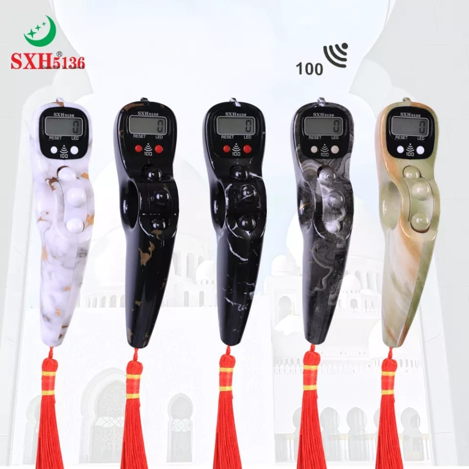 (SXH) Tasbih Digital LED + Alarm Kayu Marble / Tasbih Kayu Marble Bunyi 100 - Model 2036 SD