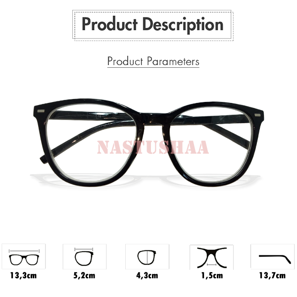 Kacamata Minus Model Oval Oversize Tersedia Ukuran -0.50 s/d -4.00 Frame Hitam Bahan Plastik  FREECASE