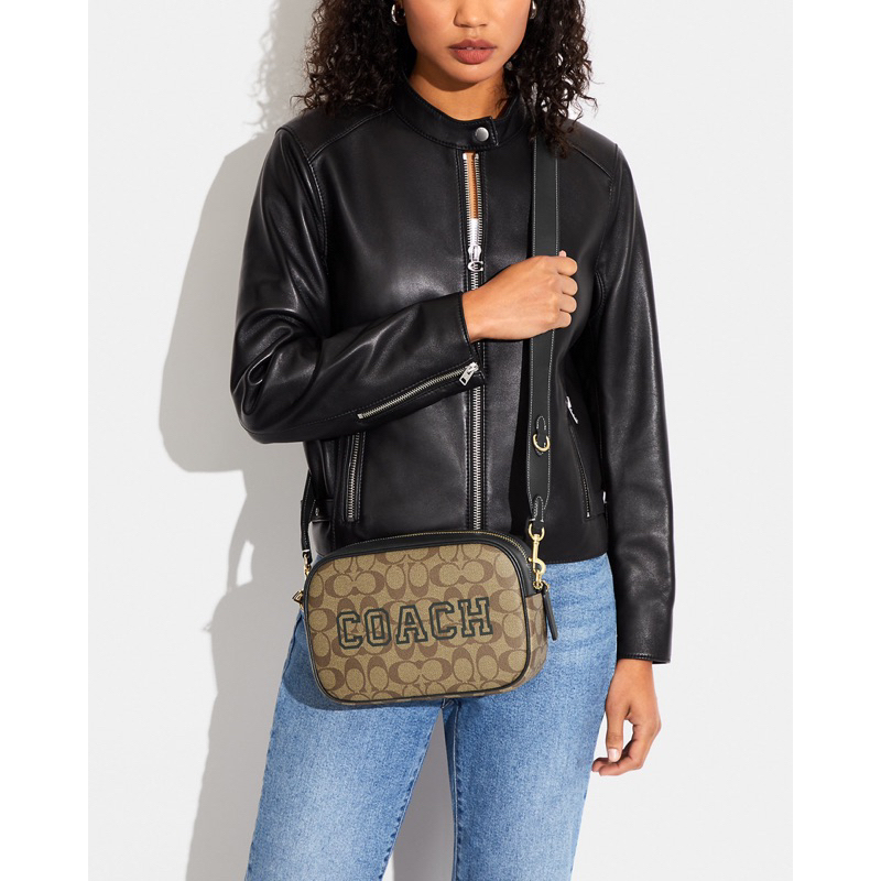 Coach Jamie Camera Bag In Signature Canvas With Varsity Motif (CE 599)