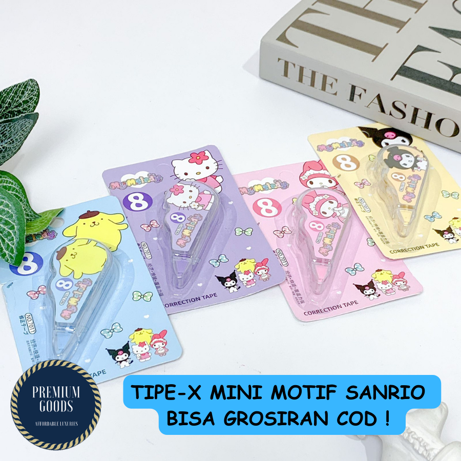 

Correction Tape Gulung / Tip Ex / Tipe X / Penghapus Pulpen Kertas Motif Kartun Sanrio Pompompurin Kuromi Hello Kitty Melody Grosir Ready COD