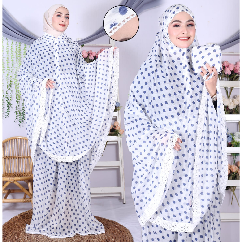 Mukena Travel Motif Mini Pouch Safir Sakura 2in1 by SYUHADA