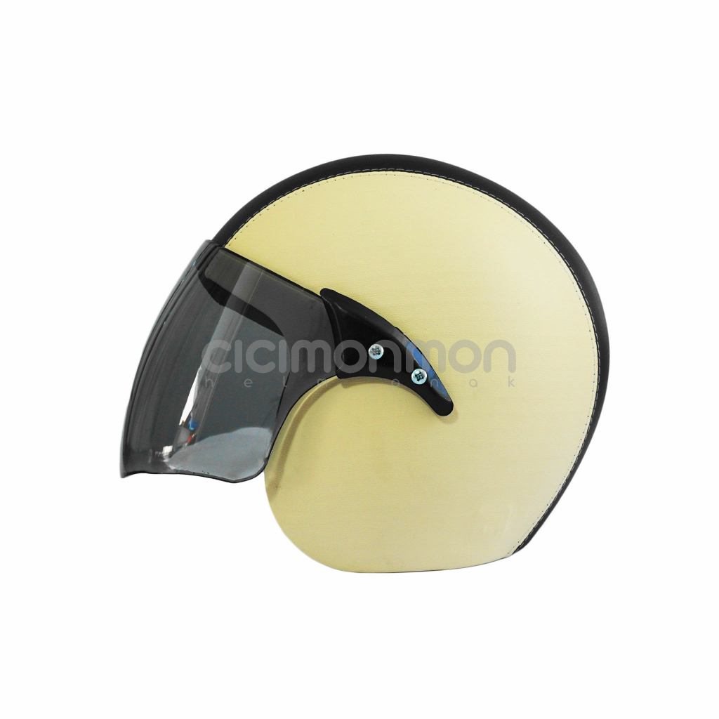 Helm Kulit Standart halfface Anak Usia 3-7th Warna Cream Coklat