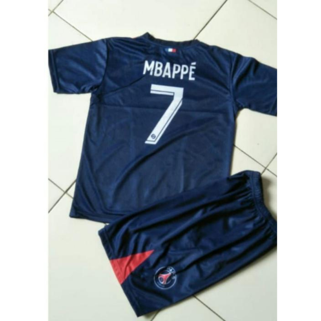 Baju anak jersey sepak bola setelan futsal multi psg home mbappe navy 24
