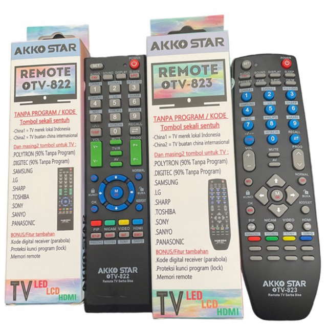 REMOTE TV SERBA BISA LCD LED TABUNG BERBAGAI MERK TANPA PROGRAM LANGSUNG PAKAI AKKOSTAR