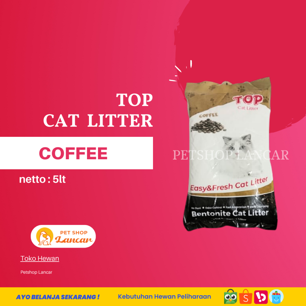 Pasir Kucing Catsand Top 5L Clumping Pasir Gumpal Wangi 5L Coffee