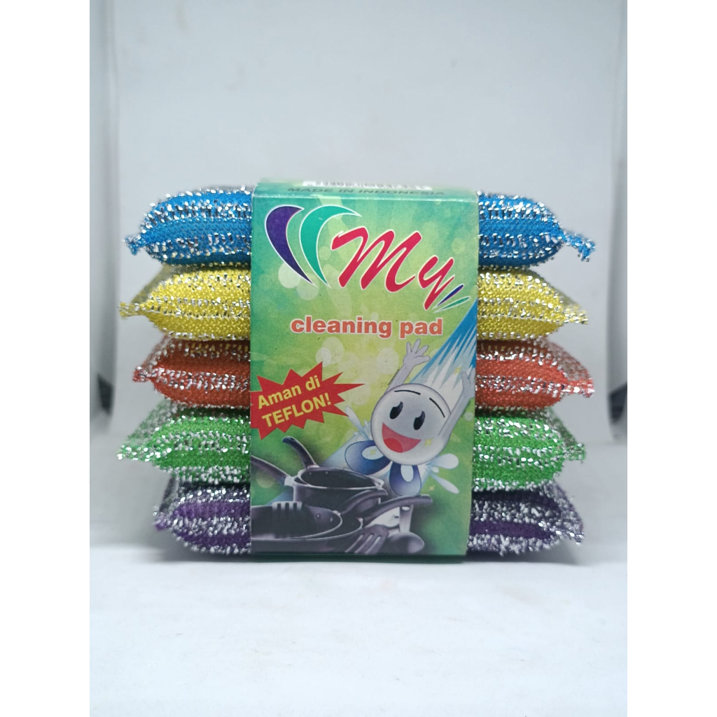 SPON BUSA KAWAT HALUS SPON CUCI PIRING MEREK MY CLEANING PAD 1 PAK ISI 5 PCS